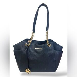Michael Kors Jet Set Chain Tote Black Saffiano Leather Shoulder Bag